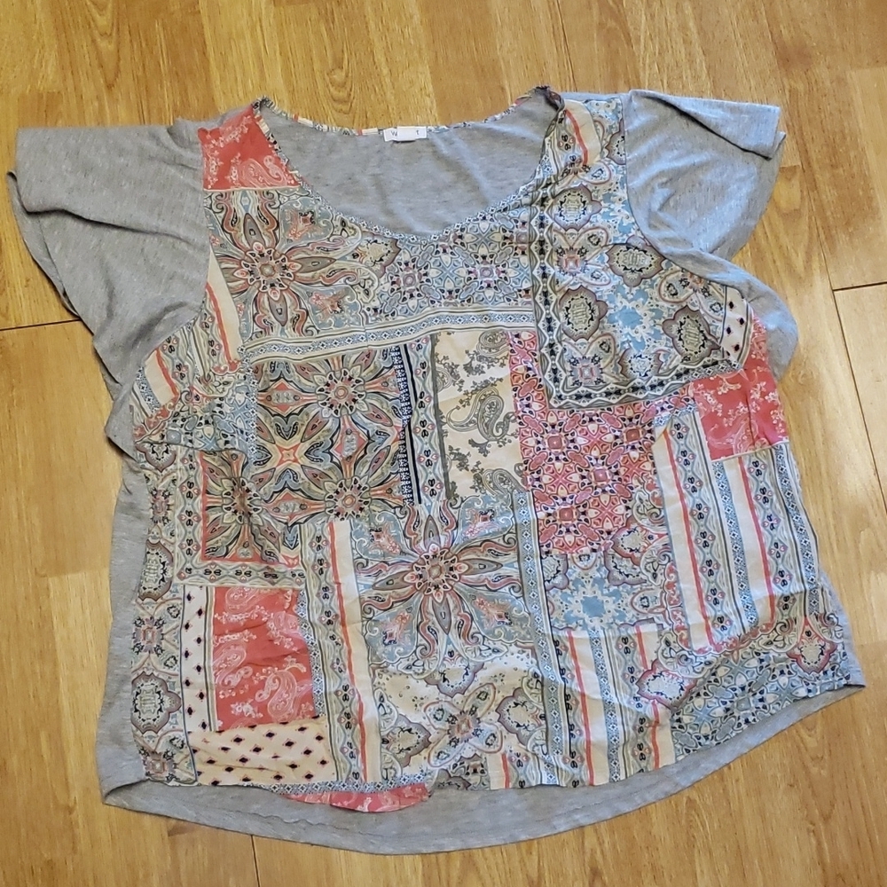 Westport 2X mixed media top